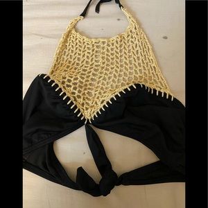 Black and Knit Bikini Top